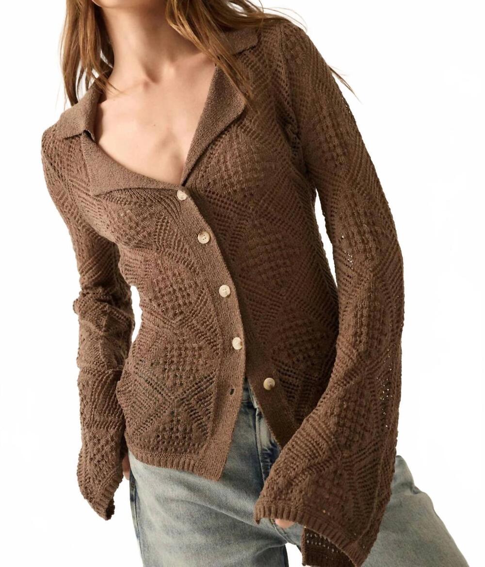 NEW PROMESA button up knit top in espresso